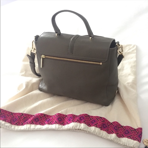 TORY BURCH - Crossbody 797 Satchel Bag with Top Handle (Grey/Green) - Picture 7 of 7